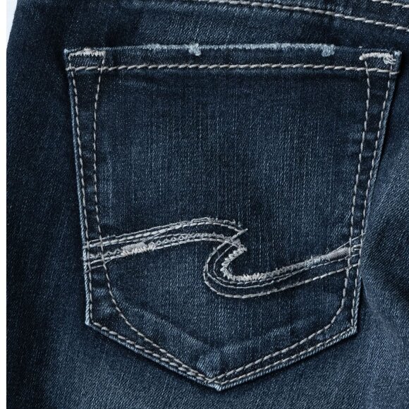 Silver Suki Jeans Flare Western Cowgirl Denim Top Stitch Dark Wash Coastal Pant - Picture 10 of 15